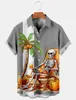Mäns casual skjortor skalle strand hawaiian skjorta utomhus street daglig fall vändning kort ärm mode knäppt för pojkar