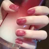 Unhas falsas 24 Ps/lote vestindo arte falsa flor de girassol branqueamento pontas de unhas elegantes finalizadas cobertura completa imprensa no conjunto