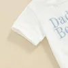 Conjuntos de ropa para bebés y niñas, trajes de verano, Daddys Mamas, es decir, camisa de manga corta bordada, Tops y pantalones cortos, conjunto de 2 uds.