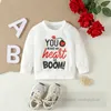 Saint Valentin Infant Enfants Vêtements Ensembles Petits garçons Love Heart Sweat-shirt imprimé Pantalon 2pcs 2024 Printemps Bébé Tenues décontractées Z6385