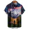 Men's Casual Shirts Fashion Short Sleeve 3D Starry Sky Printing Tees Cartoon Harajuku Tops Oversized Hawaiian Clothing