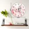 Orologi da parete Fiore Pianta Fiore di ciliegio Orologio rosa Design moderno Decorazione soggiorno Orologio muto Decorazione interni per la casa