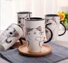 Tasse à café en céramique de chat mignon avec couvercle grande capacité 600 ml tasses d'animaux boissons créatives tasses à café cadeaux de nouveauté milk cup5440693