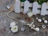 Colares de pingente elegante falso pérola cristal floral design brinco conjunto de colar