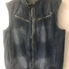 Coletes masculinos motocicleta denim colete vintage azul bordado remendo zíperes sem mangas jaquetas punk cowboy colete