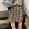 Herbst Winter Plaid Wollrock Damen Plus Size Dicker Wollglitter Mini Tweed Saia Feminina 231228