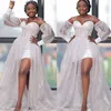 Beach Country Style Wedding Dresses for Bride Sweetheart Neckline High Split Sexy Bridal Gowns for African Black Women Girls Illusion Marriage Dress D183