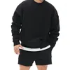 Sweat à capuche pour hommes, couleur unie, marque tendance coréenne, col rond, manches longues, manteau de sport décontracté, printemps-automne, 2023