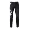 Amirs Designer Uomo Jeans viola High Street Hole Star Patch Uomo Donna Amirs Star Ricamo Pannello Stretch Pantaloni slim-fit Pantaloni Taglia 29-40 Maelove963