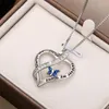 Anhänger Halsketten Huitan Freundschaft Halskette Für Mädchen Für Immer Freunde Versilbert Mode Herz Blau/Weiß CZ Frauen Schmuck