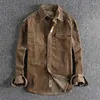 Herrenjacken Vintage gewaschenes Cord-Langarmhemd Einfacher und locker sitzender Wintermantel im dicken Stil