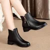 Boots Black ankle boots for women zip deco leather booties woman winter 2022 waterproof rain snow boots autumn winter shoes