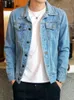 Autumn Highend Brand Male Fashion Boutique Blue Slim Casual Denim Jacket Trendy Thin Mens Coat Cowboy 231228