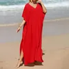 Maillots de bain pour femmes Mode d'été Sexy Tie-Dyed Robe à col en V Vacances Coupe ample Grande taille Blouse de plage Robe Bikini Cover Up