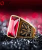 New Punk Domineering Titanium Steel Rings for Men Blood Red White Gold Black Cubic Zirconia Inlaid Male Finger Band235t3447288