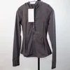 LU-068 Fall winter new Yoga Top Sports Hooded Jacket slim elastic running zipper Yoga long sleeve coat womens jacket