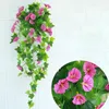 Fleurs décoratives de vigne pratique, fleur artificielle imperméable et écologique, fausse plante murale suspendue en soie pour balcon