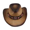 Berets Western Cowboy Hat Props Sun Summer Big Brim Straw dla mężczyzn kobiety