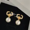 Boucles d'oreilles de styliste en cristal et perles, Vintage, chics pour femmes, boucles d'oreilles en or 18 carats, bijoux de charme pour fête de mariage