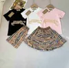 Brand baby Tracksuit designer Siblings set Size 100-150 round neck kids T-shirt and Checkered shorts Lace skirt Dec20