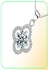 Yhamni fina smycken fast silverhalsband Klöverform Set 1 CT Sona Cz Diamond Pendant Necklace For Women Wedding Jewelry 4Y6817608