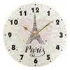 Horloges murales Paris Tour Eiffel ronde style français montre suspendue silencieuse 25 cm horloge en bois pour salon