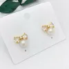 Boucles d'oreilles perle 925 en argent Sterling Zircon arc fleur pour femmes filles mode élégant charme bijoux anniversaire
