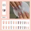 Faux ongles 24 pièces/ensemble ongles feuille verte presse sur les pointes fini couverture complète artificielle faux pour la beauté