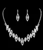 FEIS conjunto de colar e brincos de diamante brilhante com folha perfurada, acessórios de aniversário de casamento de noiva jewerly siliver8985583