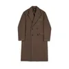 Iefb casaco masculino de lã, outono inverno, comprimento médio, preto, coreano, grosso, manga comprida, jaquetas trespassadas 231228
