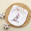 Personalised Baby Bibs Custom Initial with Name Girls Cotton Bib born Saliva Towel Flower Print Baptism Shower Gifts 231228