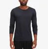 lu Men Yoga Outfit Sports Long Sleeve T-shirt Mens Sport Style Collar button Shirt Training Fitness Clothes Elastic Quick Dry Wear LL High street leisure LU LU L675
