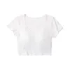 Dames T-shirts V-hals Sexy T-shirts Dames Slim Crop Tops Casual Zomer All-Match College Meisjes Zoet Dun Temperament Korte mouw