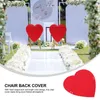 Housses de chaise 2 pièces Saint-Valentin Couverture arrière Décor Saint-Valentin Romantique Protecteur amovible Feutre Tissu Coeur d'amour