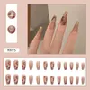 Faux ongles 24 pièces/ensemble ongles feuille verte presse sur les pointes fini couverture complète artificielle faux pour la beauté