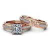 18K Rose Gold Retro Pierścienie cyrkon Pierścień Diamentowy Pierścień Square Princess Square dla kobiet Anillos de Diamante Bizuteria Gemstone J1902505