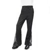 Men's Pants Sequined Top Bottoms Retro Shiny Sequin Flared Glossy Lapel Single-breasted Trousers For Party Entertainers