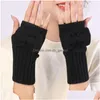 Fingerless Gloves Winter Bow Knot Gloves Cuff Knitted Warm Half Fingerless Women Stretch Mittens Drop Delivery Fashion Acces Dhgarden Dhycw