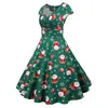 Casual Kleider Plus Size Damen Vintage Kurzarm Weihnachten 1950er Jahre Hausfrau Abend Party Ballkleid Mode Einfach Vielseitig