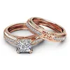 18K Rose Gold Retro Pierścienie cyrkon Pierścień Diamentowy Pierścień Square Princess Square dla kobiet Anillos de Diamante Bizuteria Gemstone J1902505