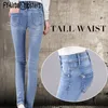 Jean femme pantalon taille haute poignets extensibles dentelle femme grande taille Feminina pantalon crayon Slim déchiré Elastico