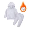 بالإضافة إلى أن ملابس الأطفال السميكة في Velve Children Warm Sports Suitsuit Hoodies Pullover Sweatshirt Pants Winter Kids Girls Boys Sets 231228