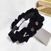 Black Lace Womens Hair Band High Sense Girls Pleated HeadBand Autumn Winter New Gift Hair Jewelry Correct Letter Logo Wide Edge HairBand