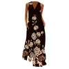 Casual Dresses Women Fashion Summer Maxi Elegant Printed Beach Sleeveless Long Dress Plus Size FloralSundress Vestidos De Fiesta