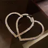 Orecchini a cerchio di cristallo di moda a cuore grande per le donne Bijoux strass geometrici dichiarazione accessori di gioielli regalo per feste ciondola C240P