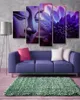 5 Pieces Abstract purple Lotus flower Buddha Print Painting Decoration Home Wall Pictures for Kitchen No Frame8553579