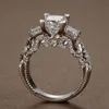 Vintage Princess Cut Lab Diamond Ring 925 STERLING Gümüş Nişan Düğün Bandı Halkaları Kadınlar Gelin Güzel Partisi Jewelry203E