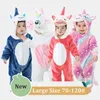 Kigurumi Pyjamas für Kinder Flanell Niedlicher Babyspielanzug Einhorn Panda Kinder Onesies Kostüme Winter Playsuit Jungen Mädchen Jumpusit 231229