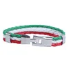 Charmarmband 5x smycken armband italiensk flagg Bangle läderlegering för mäns kvinnor grön vit röd (bredd 14 mm längd 21,5 cm)