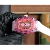 Fantastic designer womenwatch Ladies RM07-02 pink Lady Sapphire wrisrtwatches with box D7PT high quality mechanical movement uhren rubber strap montre ice out luxe